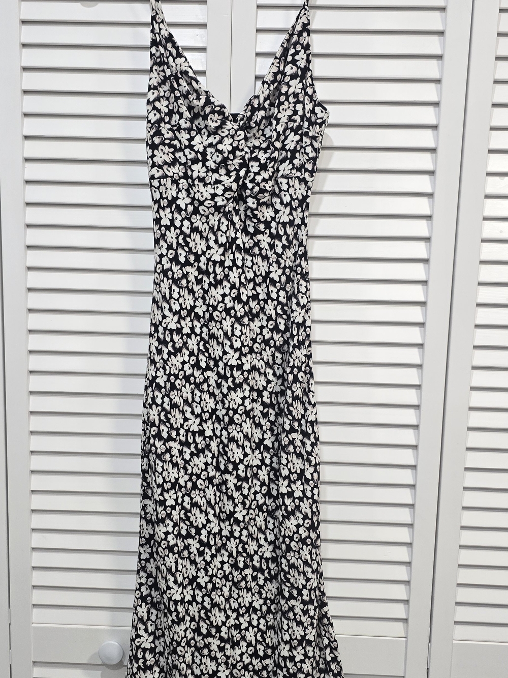 Abercrombie & Fitch Black and White Floral Midi Slip Dress